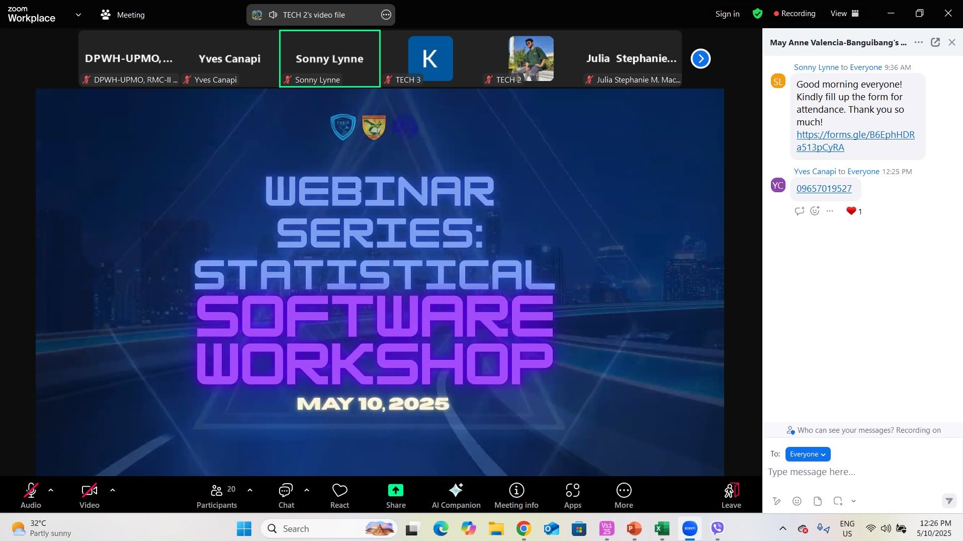 Webinar series statistical software workshop opening slide