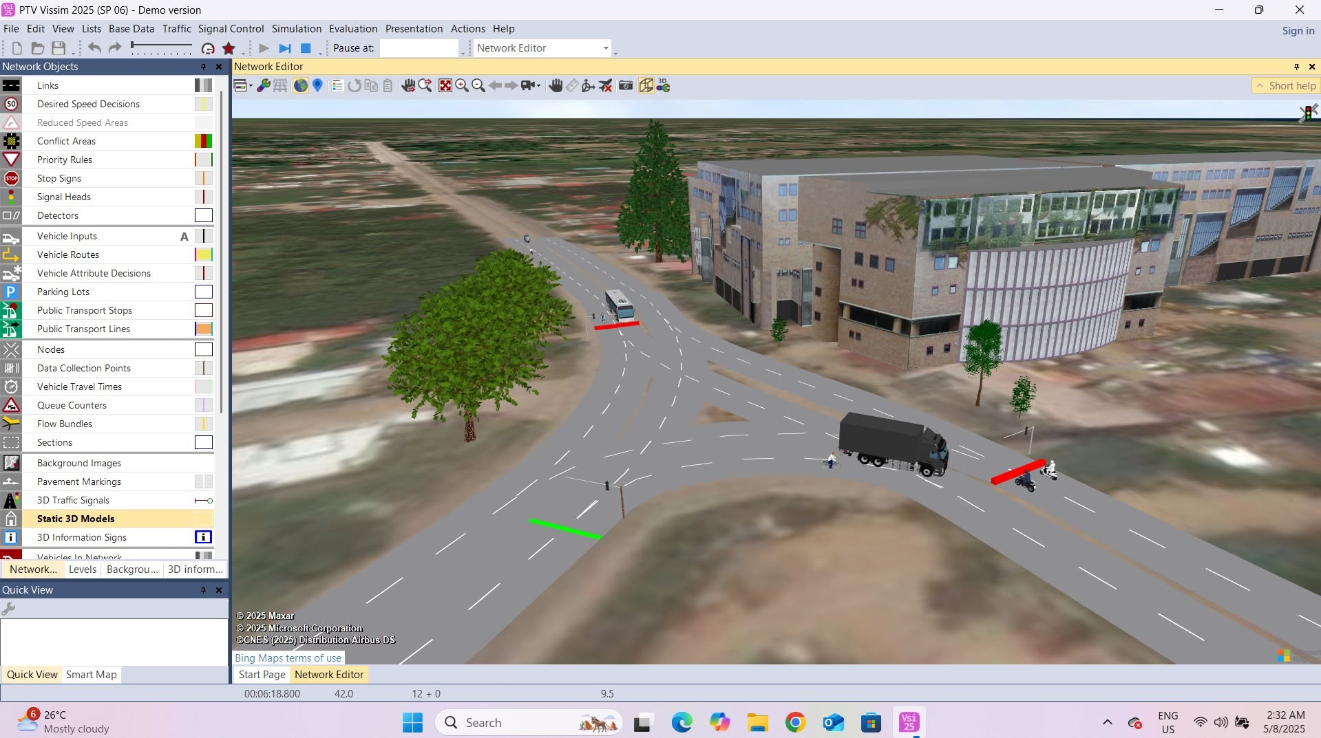 PTV Vissim 3D traffic simulation software screenshot