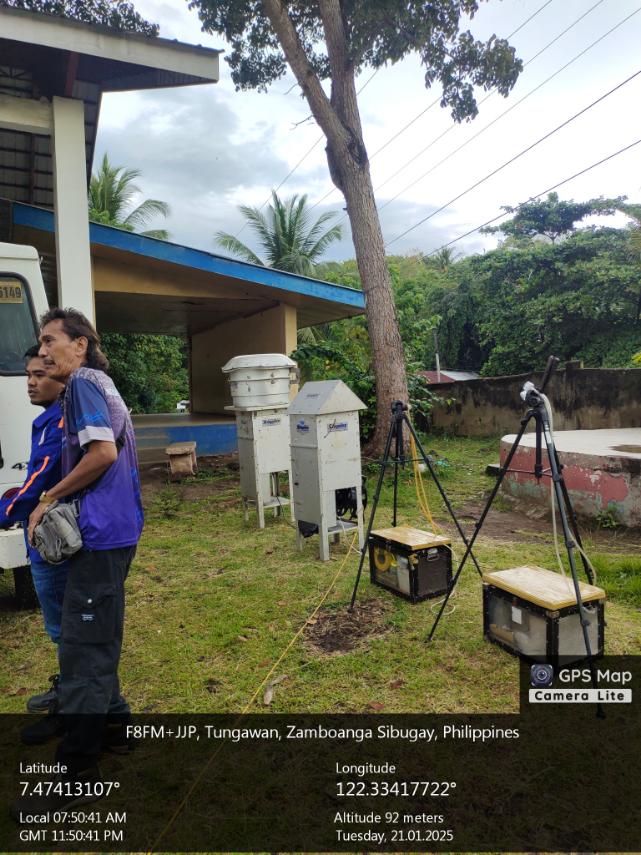 Survey monitoring equipment at an environmental field location